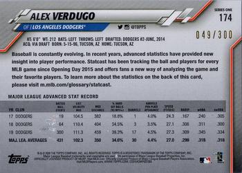 2020 Topps - Advanced Stat #174 Alex Verdugo Back