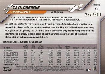 2020 Topps - Advanced Stat #260 Zack Greinke Back