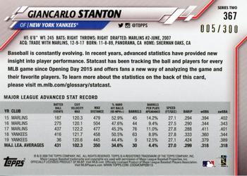 2020 Topps - Advanced Stat #367 Giancarlo Stanton Back