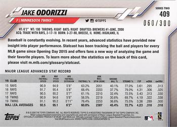 2020 Topps - Advanced Stat #409 Jake Odorizzi Back