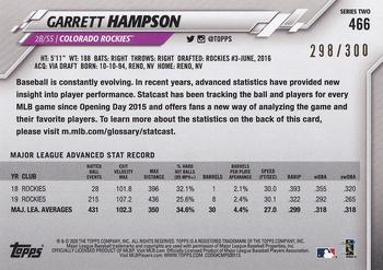 2020 Topps - Advanced Stat #466 Garrett Hampson Back