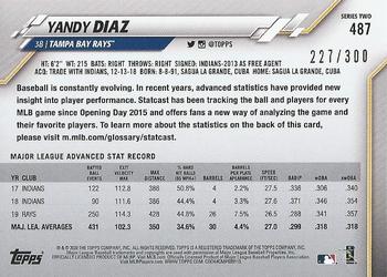 2020 Topps - Advanced Stat #487 Yandy Diaz Back
