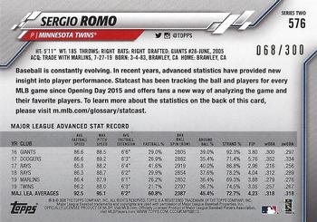 2020 Topps - Advanced Stat #576 Sergio Romo Back