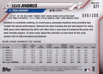 2020 Topps - Advanced Stat #577 Elvis Andrus Back
