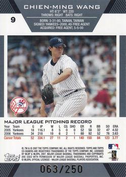 2007 Topps Co-Signers - Blue #9 Chien-Ming Wang / Mike Mussina Back