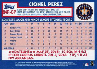 2019 Topps On-Demand Mini - 1984 Topps Baseball Rookies #84R-CP Cionel Perez Back