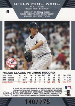 2007 Topps Co-Signers - Bronze #9 Chien-Ming Wang / Mike Mussina Back