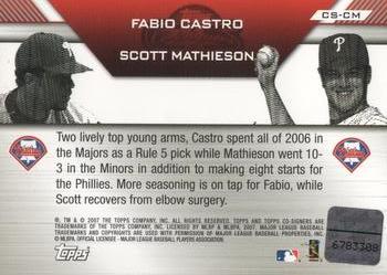 2007 Topps Co-Signers - Dual Autographs #CS-CM Fabio Castro / Scott Mathieson Back