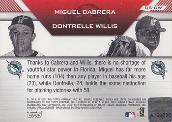 2007 Topps Co-Signers - Dual Autographs #CS-CW Miguel Cabrera / Dontrelle Willis Back