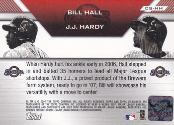 2007 Topps Co-Signers - Dual Autographs #CS-HH Bill Hall / J.J. Hardy Back