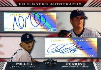 2007 Topps Co-Signers - Dual Autographs #CS-MP Andrew Miller / Glen Perkins Front