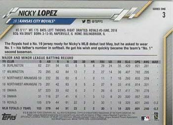 2020 Topps - Yellow #3 Nicky Lopez Back