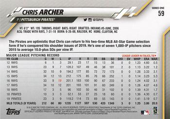 2020 Topps - Yellow #59 Chris Archer Back