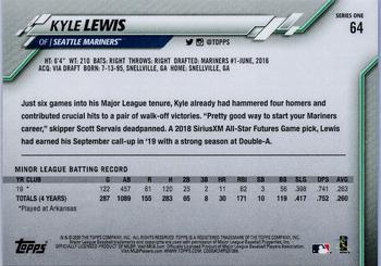 2020 Topps - Yellow #64 Kyle Lewis Back