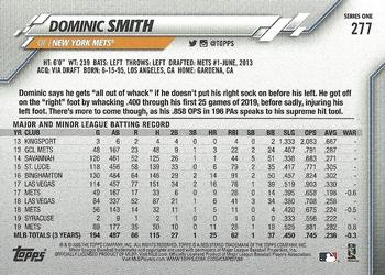 2020 Topps - Yellow #277 Dominic Smith Back