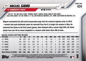 2020 Topps - Yellow #424 Miguel Sano Back