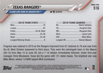 2020 Topps - Yellow #516 Texas Rangers Back