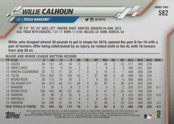 2020 Topps - Yellow #582 Willie Calhoun Back