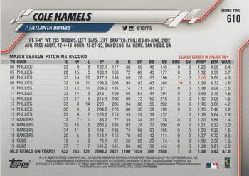 2020 Topps - Yellow #610 Cole Hamels Back