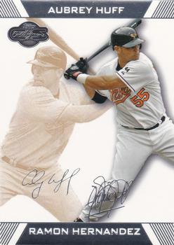 2007 Topps Co-Signers - Gold #33 Ramon Hernandez / Aubrey Huff Front