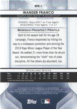 2020 Bowman Sterling #BPR-1 Wander Franco Back