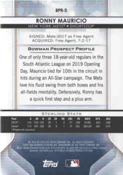 2020 Bowman Sterling #BPR-5 Ronny Mauricio Back