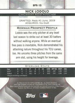 2020 Bowman Sterling #BPR-10 Nick Lodolo Back