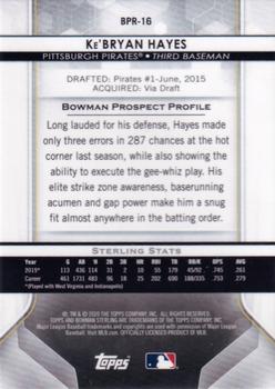 2020 Bowman Sterling #BPR-16 Ke'Bryan Hayes Back