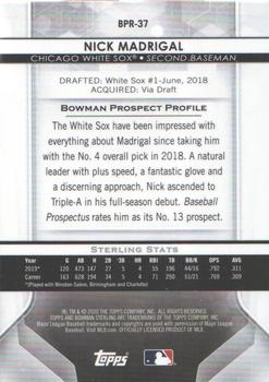 2020 Bowman Sterling #BPR-37 Nick Madrigal Back