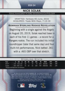 2020 Bowman Sterling #BSR-54 Nick Solak Back