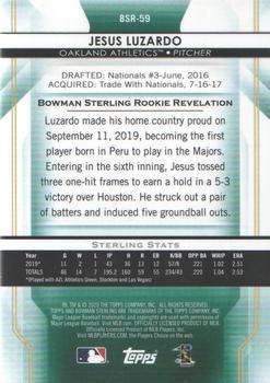 2020 Bowman Sterling #BSR-59 Jesus Luzardo Back