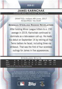 2020 Bowman Sterling #BSR-61 James Karinchak Back