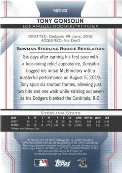 2020 Bowman Sterling #BSR-63 Tony Gonsolin Back