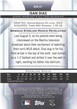 2020 Bowman Sterling #BSR-67 Isan Diaz Back