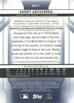 2020 Bowman Sterling #BSR-71 Randy Arozarena Back