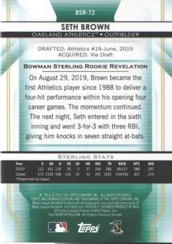 2020 Bowman Sterling #BSR-72 Seth Brown Back