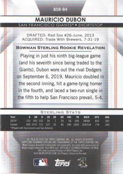 2020 Bowman Sterling #BSR-84 Mauricio Dubon Back