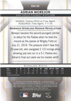 2020 Bowman Sterling #BSR-90 Adrian Morejon Back