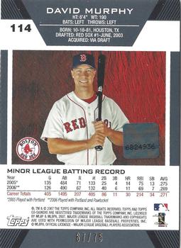 2007 Topps Co-Signers - Hyper Silver Red #114 David Murphy Back