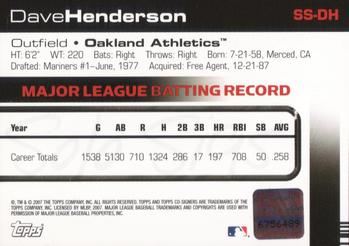 2007 Topps Co-Signers - Solo Sigs #SS-DH Dave Henderson Back