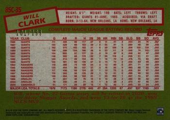 2020 Topps - 1985 Topps Baseball 35th Anniversary Chrome Silver Pack Black Refractor (Series One) #85C-35 Will Clark Back