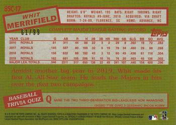 2020 Topps - 1985 Topps Baseball 35th Anniversary Chrome Silver Pack Green Refractor (Series One) #85C-17 Whit Merrifield Back