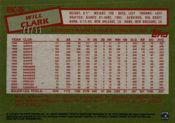 2020 Topps - 1985 Topps Baseball 35th Anniversary Chrome Silver Pack Green Refractor (Series One) #85C-35 Will Clark Back