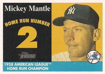 2007 Topps Heritage - 1958 Home Run Champion Mickey Mantle #MHRC2 Mickey Mantle Front