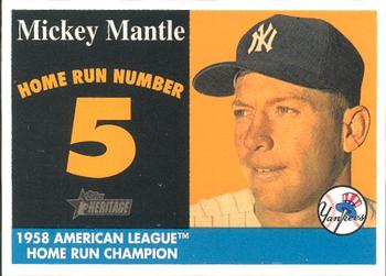 2007 Topps Heritage - 1958 Home Run Champion Mickey Mantle #MHRC5 Mickey Mantle Front