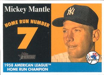2007 Topps Heritage - 1958 Home Run Champion Mickey Mantle #MHRC7 Mickey Mantle Front