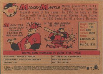 2007 Topps Heritage - 1958 Home Run Champion Mickey Mantle #MHRC9 Mickey Mantle Back