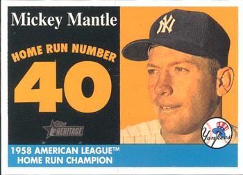2007 Topps Heritage - 1958 Home Run Champion Mickey Mantle #MHRC40 Mickey Mantle Front