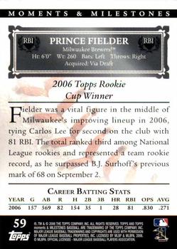 2007 Topps Moments & Milestones - Black #59-6 Prince Fielder Back