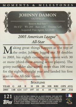 2007 Topps Moments & Milestones - Black #121-11 Johnny Damon Back